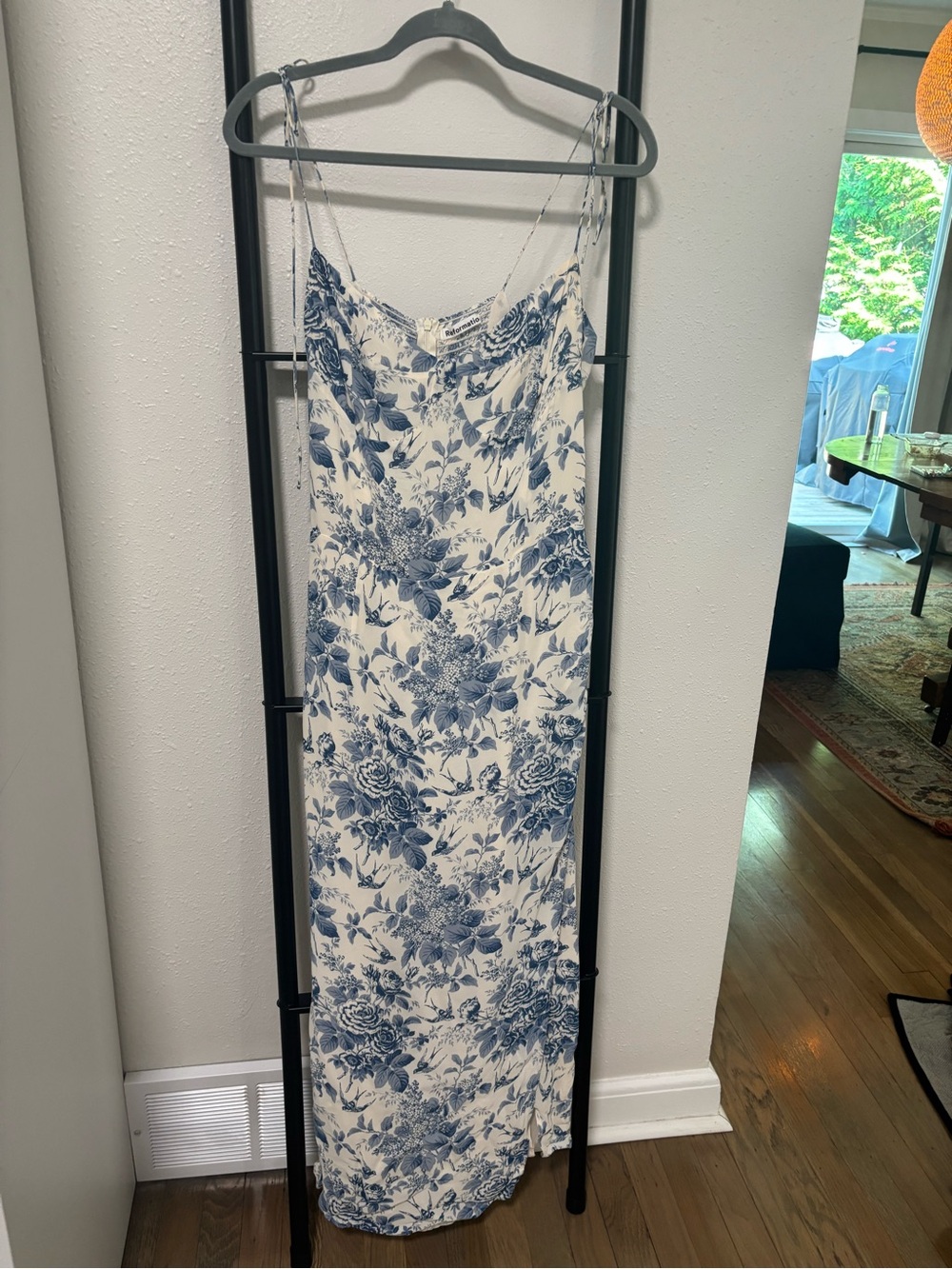 Reformation Blue and White Floral Slip Dress